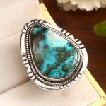 Malachite Chrysocolla Size US 8 925 Sterling Silver Ring (REXT92-36)