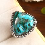 Malachite Chrysocolla Size US 7 925 Sterling Silver Ring (REXT92-19)