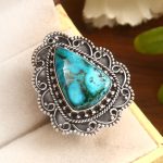 Malachite Chrysocolla Size US 7 925 Sterling Silver Ring (REXT92-21)