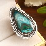 Malachite Chrysocolla Size US 6 925 Sterling Silver Ring (REXT92-37)
