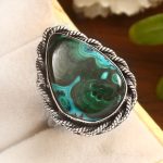 Malachite Chrysocolla Size US 11 925 Sterling Silver Ring (REXT92-23)