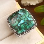 Malachite Chrysocolla Size US 10 925 Sterling Silver Ring (REXT92-10)