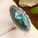 Malachite Chrysocolla Size US 10 925 Sterling Silver Ring (REXT92-29)