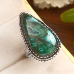 Malachite Chrysocolla Size US 8 925 Sterling Silver Ring (REXT92-15)