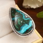 Malachite Chrysocolla Size US 10 925 Sterling Silver Ring (REXT92-27)