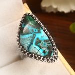 Malachite Chrysocolla Size US 8 925 Sterling Silver Ring (REXT92-17)