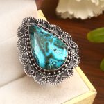 Malachite Chrysocolla Size US 10 925 Sterling Silver Ring (REXT92-9)
