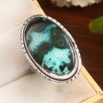 Malachite Chrysocolla Size US 9 925 Sterling Silver Ring (REXT92-33)