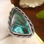 Malachite Chrysocolla Size US 11 925 Sterling Silver Ring (REXT92-24)
