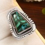 Malachite Chrysocolla Size US 6 925 Sterling Silver Ring (REXT92-39)