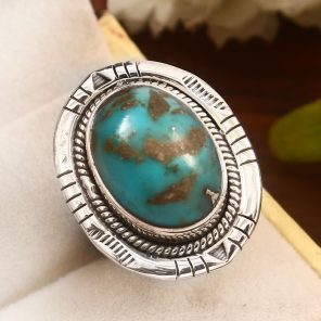 Morenci Turquoise Size US 6 Sterling Silver 925 Ring (REXT79-51)