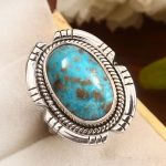 Morenci Turquoise Size US 9 Sterling Silver 925 Ring (REXT79-72)
