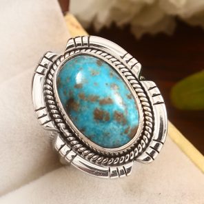 Morenci Turquoise Size US 9 Sterling Silver 925 Ring (REXT79-72)