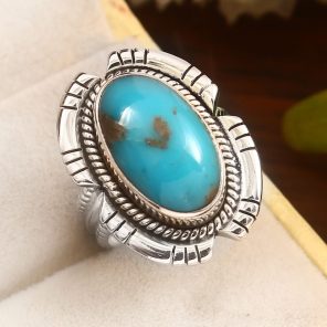 Morenci Turquoise Size US 7 Sterling Silver 925 Ring (REXT79-43)