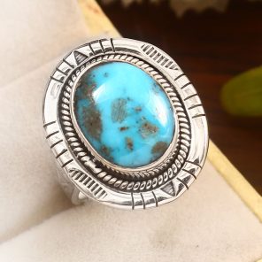 Morenci Turquoise Size US 10 Sterling Silver 925 Ring (REXT79-81)