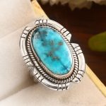 Morenci Turquoise Size US 7 Sterling Silver 925 Ring (REXT79-44)