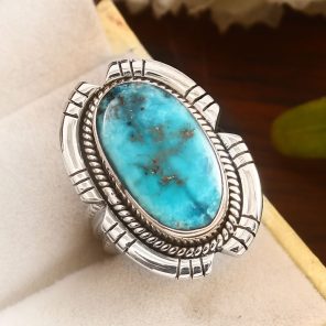 Morenci Turquoise Size US 7 Sterling Silver 925 Ring (REXT79-44)