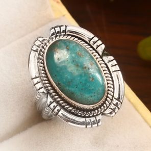 Morenci Turquoise Size US 10 Sterling Silver 925 Ring (REXT79-82)
