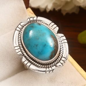Morenci Turquoise Size US 9 Sterling Silver 925 Ring (REXT79-73)