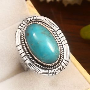 Morenci Turquoise Size US 9 Sterling Silver 925 Ring (REXT79-74)