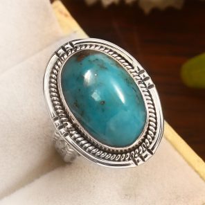 Morenci Turquoise Size US 9 Sterling Silver 925 Ring (REXT79-75)