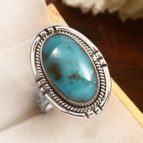 Morenci Turquoise Size US 8 Sterling Silver 925 Ring (REXT79-61)