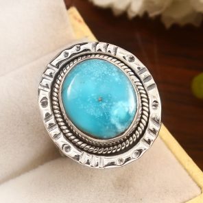 Morenci Turquoise Size US 9 Sterling Silver 925 Ring (REXT79-76)
