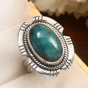 Morenci Turquoise Size US 8 Sterling Silver 925 Ring (REXT79-62)