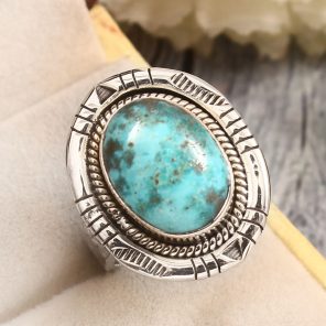 Morenci Turquoise Size US 8 Sterling Silver 925 Ring (REXT79-63)