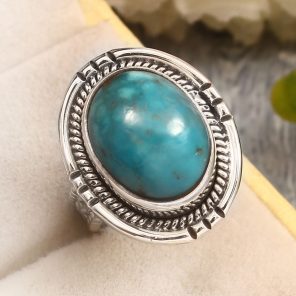Morenci Turquoise Size US 7 Sterling Silver 925 Ring (REXT79-46)
