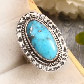 Morenci Turquoise Size US 7 Sterling Silver 925 Ring (REXT79-47)