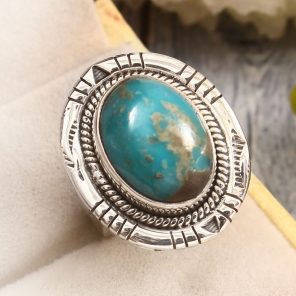 Morenci Turquoise Size US 7 Sterling Silver 925 Ring (REXT79-48)