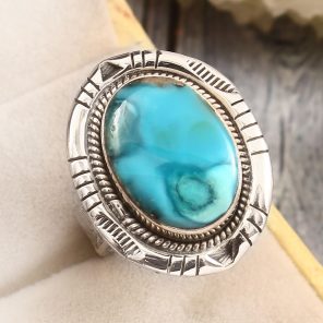 Morenci Turquoise Size US 9 Sterling Silver 925 Ring (REXT79-88)