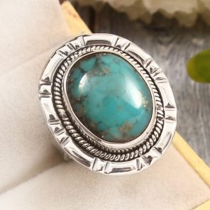 Morenci Turquoise Size US 10 Sterling Silver 925 Ring (REXT79-86)