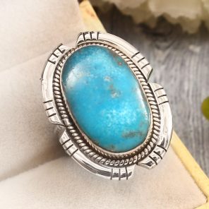 Morenci Turquoise Size US 8 Sterling Silver 925 Ring (REXT79-66)