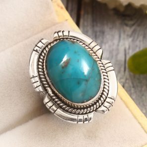Morenci Turquoise Size US 6 Sterling Silver 925 Ring (REXT79-58)