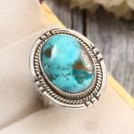 Morenci Turquoise Size US 6 Sterling Silver 925 Ring (REXT79-55)
