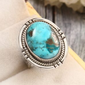 Morenci Turquoise Size US 6 Sterling Silver 925 Ring (REXT79-55)