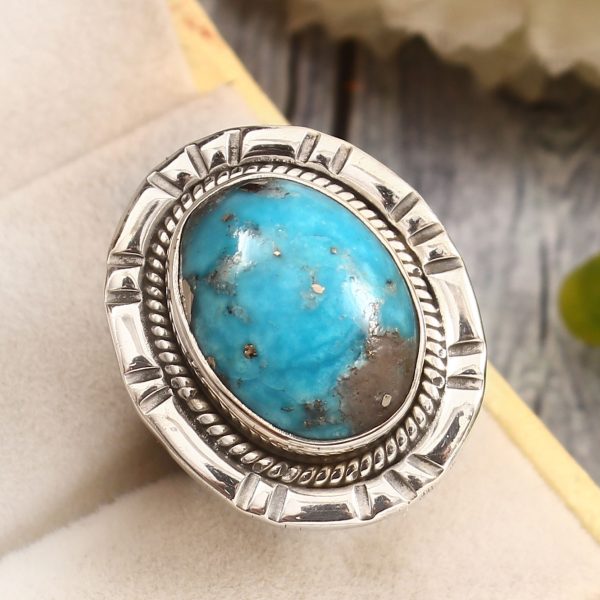 Morenci Turquoise Size US 6 Sterling Silver 925 Ring (REXT79-56)