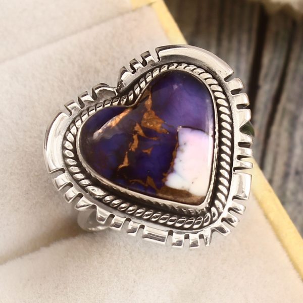 Purple Rose Dahlia Turquoise Size US 11 Sterling Silver 925 Ring (REXT72-289)