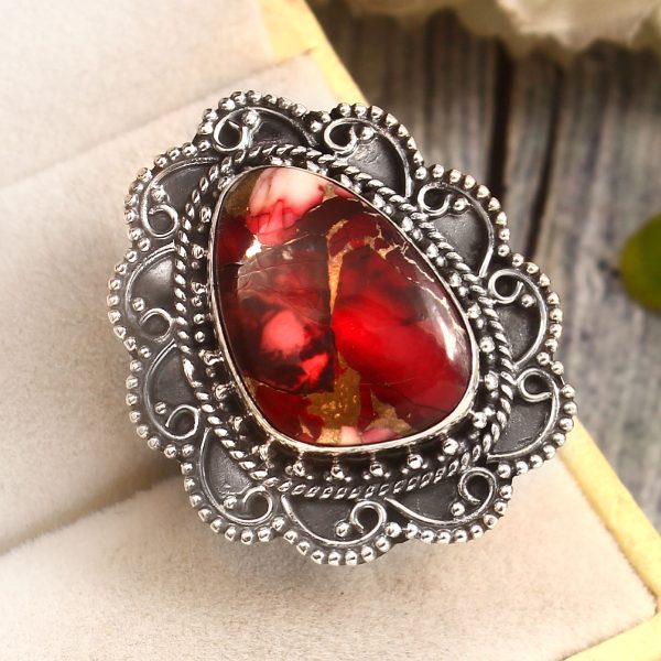 Pink Blossom Oyster Size US 6 Sterling Silver 925 Ring (REXT72-278)