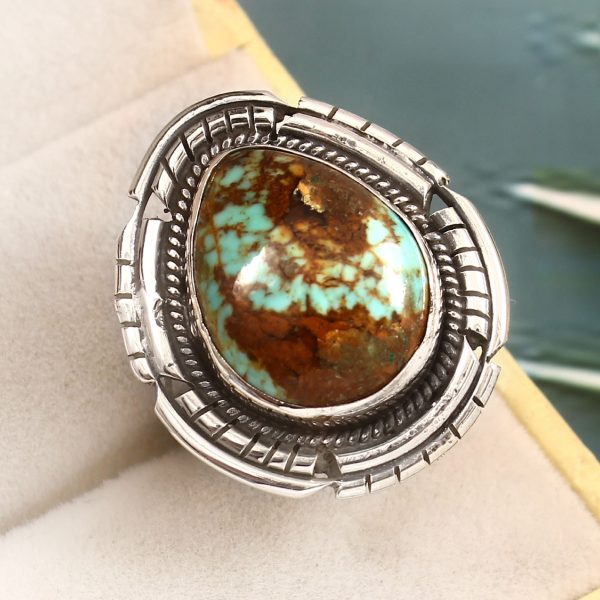 Kingman Turquoise Size US 8 Sterling Silver 925 Ring (REXT92-49)