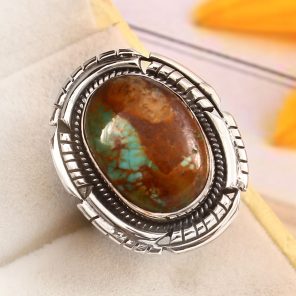 Kingman Turquoise Size US 7 Sterling Silver 925 Ring (REXT92-42)