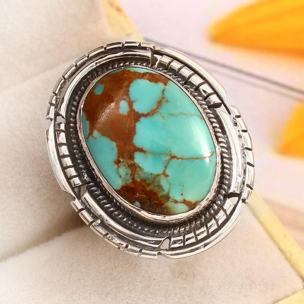 Kingman Turquoise Size US 10 Sterling Silver 925 Ring (REXT92-54)