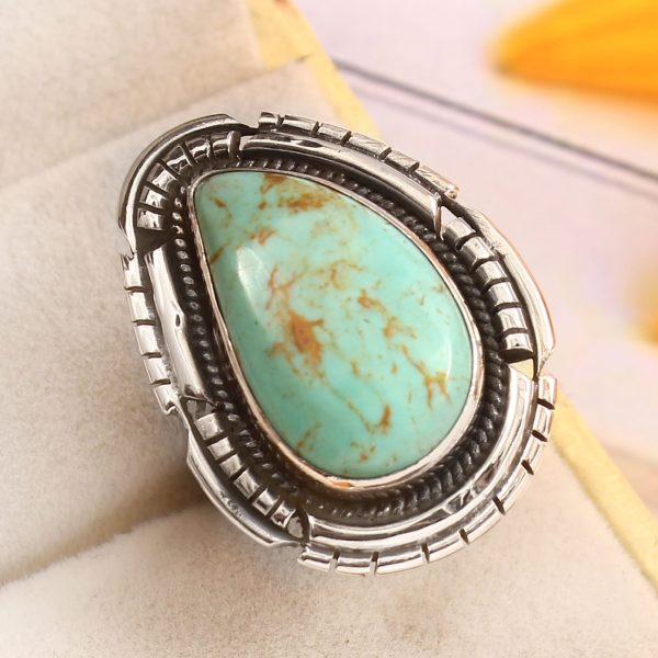 Kingman Turquoise Size US 8 Sterling Silver 925 Ring (REXT92-48)