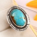 Kingman Turquoise Size US 10 Sterling Silver 925 Ring (REXT92-55)