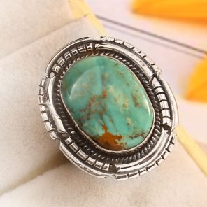 Kingman Turquoise Size US 7 Sterling Silver 925 Ring (REXT92-44)