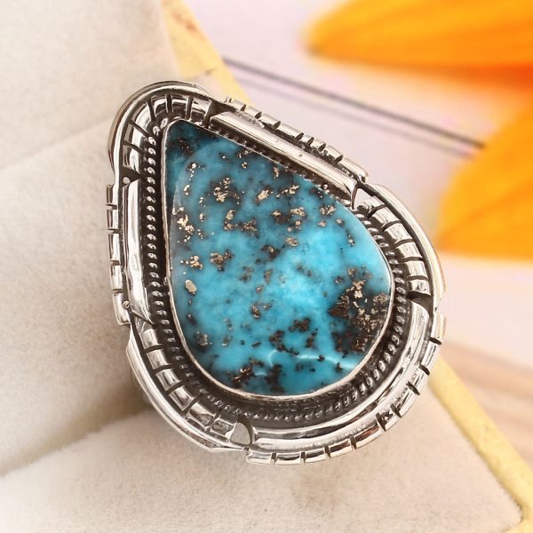 Morenci Turquoise Size US 9 Sterling Silver 925 Ring (REXT92-52)