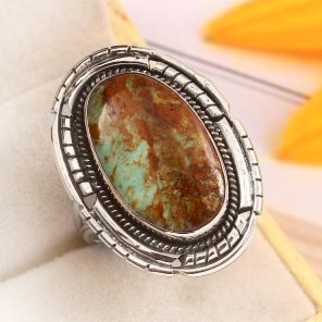 Kingman Turquoise Size US 11 Sterling Silver 925 Ring (REXT92-56)