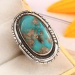 Kingman Turquoise Size US 8 Sterling Silver 925 Ring (REXT92-47)